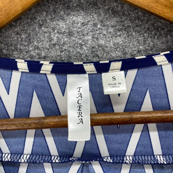 Tacera Dress Women S Small Blue Striped Sheath Short Zipper V-Neck Belted Casual - Picture 5 of 9